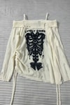 Beyaz Lovely Bones Gotik Y2K Uzun Kollu Off Shoulder