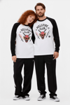 Beyaz Stranger Things Hellfire Club Raglan Siyah Kollu Pijama Takımı