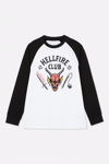 Beyaz Stranger Things Hellfire Club Raglan Siyah Kollu Pijama Takımı