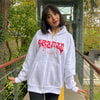 Beyaz Trouble Star Kalın Kumaş Fermuarlı (Unisex) Kapüşonlu Sweatshirt