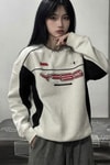 Beyaz YTHUIORO 81 Siyah Ekli Retro Unisex Sweatshirt