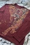 Bordo Angel Motifli Vintage Y2K Unisex Sweatshirt