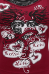 Bordo Gotik Coquette Love Dantel Detaylı Y2K Askılı Crop