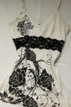 Ekru Rose Dantel Detaylı Y2K Askılı Crop
