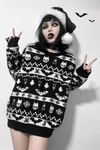 Etnik Siyah Gothic Desenli Oversize Kazak