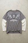 Füme King Skull Gotik Beyaz Kollu Unisex Sweatshirt