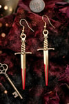 Gold Bloody Dagger Gotik Skull Küpe