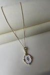 Gold Zirkon Taşlı Oval Kolye 