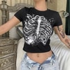 Gothic Skeleton Cage Yarım Siyah Kadın T-Shirt