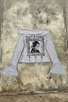 Gri Black Stones Nana Goth Girl Manga İspanyol Kol Y2K Uzun Kollu Crop