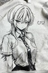 Gri Melanj Anime Gİrl Manga Gotik Y2K Unisex Kapüşonlu Sweatshirt