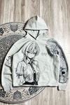 Gri Melanj Anime Gİrl Manga Gotik Y2K Unisex Kapüşonlu Sweatshirt