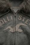 Gri Melanj Holister Kürk Detaylı Y2K Crop Hırka