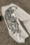 Gri Melanj Leopar Wide Leg Unisex Harajuku Y2K Eşofman