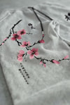 Gri Melanj Sakura Beli Lastikli Streetwear Y2K Unisex Eşofman