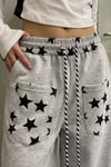 Gri Melanj Stars Ters Cepli Y2K Baggy Eşofman
