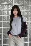 Gri Mürdüm Kollu Y2K Unisex Sweatshirt
