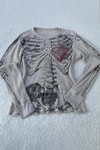 Gri Skeleton Anatomik Red Hearth Gotik Y2K Unisex Sweatshirt