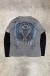 Gri Wing & Shield Gotik Siyah Kollu Unisex Sweatshirt