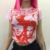 Harajuku Fashion Girls Girls Pembe Yarım Kadın T-Shirt