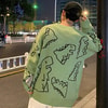 Harajuku Yeşil Dinosarus Oversize Kazak