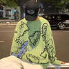 Harajuku Yeşil Dinosarus Oversize Kazak