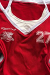 Kırmızı Racing 27 Number Ek Askılı Y2K Kısa Kollu Crop