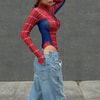 Kırmızı Spider Çıtçıtlı Uzun Kollu Body
