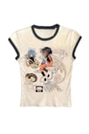 Krem Anime Girls Skull Kısa Kollu Crop