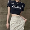 Lacivert Appare Currige Kısa Kollu Crop 