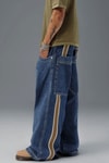 Lacivert Dikiş İzli Yan Şeritli Snail Y2K Unisex Baggy Pantolon