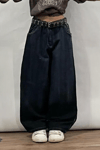 Lacivert Dragon Vintage Yıkamalı Baggy Y2K Pantolon