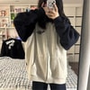 Lacivert Raglan Kollu Sanjati Crane Gri Melanj Kalın Kumaş Fermuarlı (Unisex) Kapüşonlu Sweatshirt