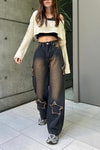 Lacivert Yıldız Yamalı Taşlanmış Vintage Baggy Kot Pantolon