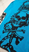 Mavi Gotik Skull Beyaz Kollu Y2K Unisex Sweatshirt