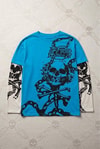 Mavi Gotik Skull Beyaz Kollu Y2K Unisex Sweatshirt