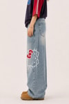 Mavi Hello Kitty Taşlamalı Gotik Y2K Unisex Baggy Pantolon
