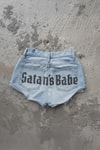 Mavi Satan's Babe Taşlı Y2K Mini Şort