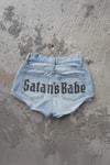 Mavi Satan's Babe Taşlı Y2K Mini Şort