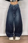 Mavi Skater Skull Arka Cep Yamalı Baggy Pantolon