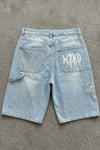 Mavi Taşlamalı MZKD Spider Y2K Baggy Unisex Şort
