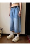Mavi Vintage Yıkamalı Retro Kısa Paçalı Kot Pantolon