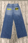 Mavi Yarasa Taşlamalı Harajuku Baggy Pantolon