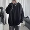 Oversize Düz Siyah Orta Kalın Kumaş (Unisex) Uzun Kollu