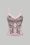Pembe Dantelli Flower Gothic Askılı Crop