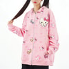Pembe Hello Kitty Baskılı Fermuarlı Kapüşonlu Sweatshirt