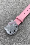 Pembe Hello Kitty Taşlı Deri Kemer