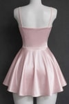Pembe Saten Drape Detaylı İp Askılı Elbise