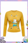 Sarı Adventure Time Finn and Jack Y2K Uzun Kollu Crop