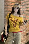Sarı Nclshior 6 Askılı Y2K Kısa Kollu Crop